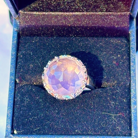 Solid .925 Sterling Silver, Natural Pink Quartz Cocktail Ring  NWT - Picture 4 of 4